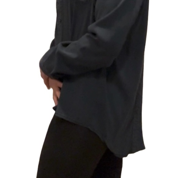 Define Your Inspiration-Women's Blue Button Down Split back Top - Picture 2 of 5